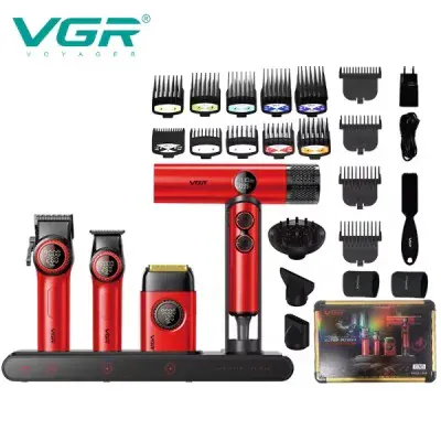 VGR VOYAGER Stepless Pro 4in1 hajvágó szett - piros - Kép 2