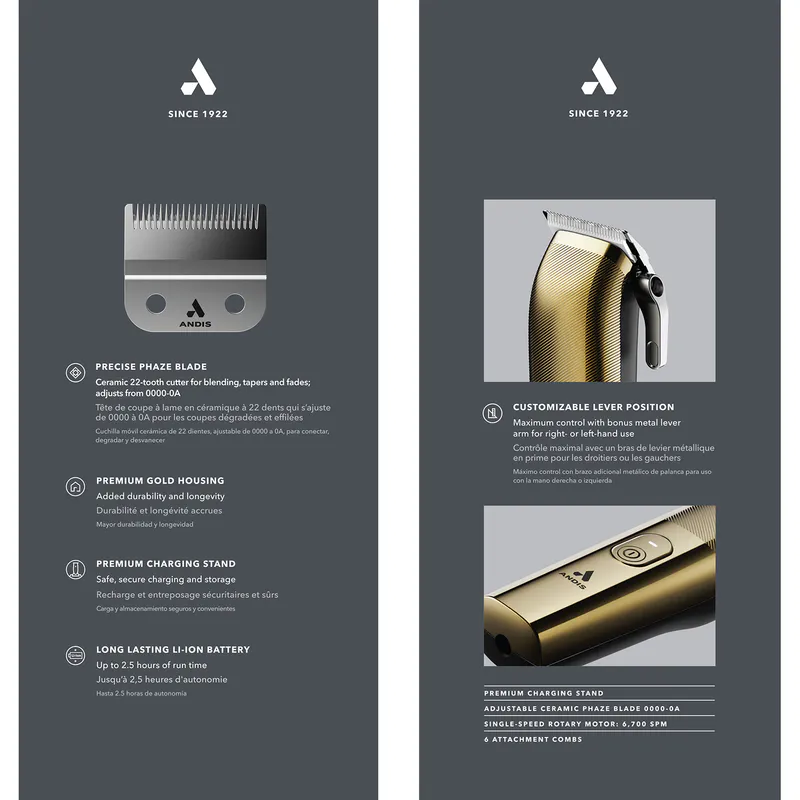 ANDIS Envy II - GOLD - Kép 6