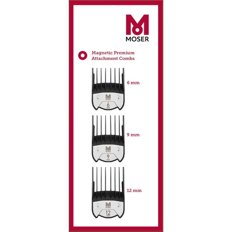 Prémium mágneses MOSER fésűk 6 mm, 9 mm és 12 mm - Kép 1