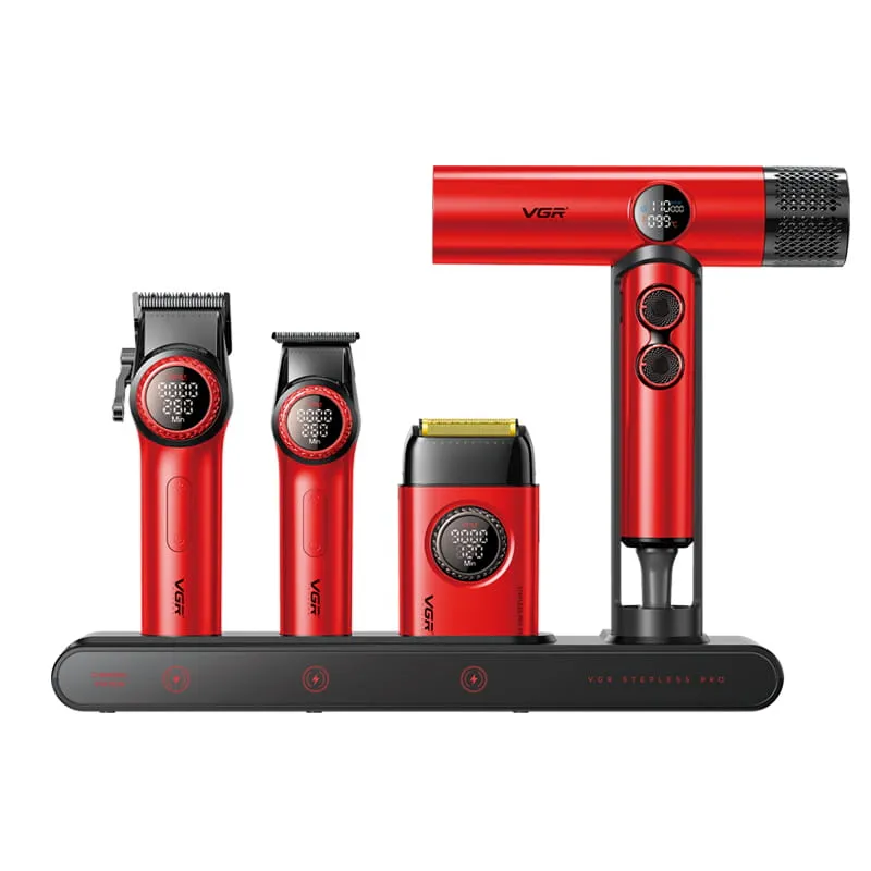VGR VOYAGER Stepless Pro 4in1 hajvágó szett - piros - Kép 1