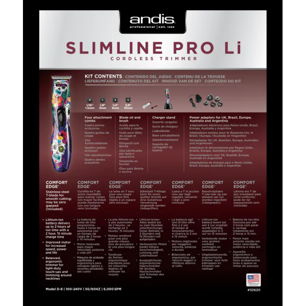 Andis Slimline Pro Ion T-Blade - Skull Design - Kép 5