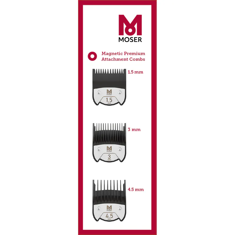 Prémium mágneses MOSER fésűk 1,5 mm, 3 mm és 4,5 mm - Kép 2